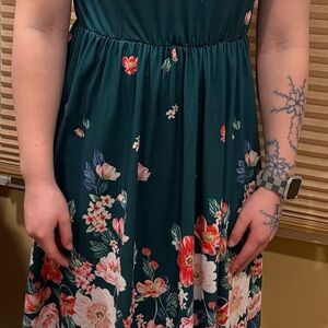 Floral Green Kids Dress